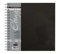 Daler Rowney Ebony - Carnet de croquis spiralé 54 pages - Couverture rigide - Surface lisse - 20 x 20 cm - 160 g/m² - Blanc naturel
