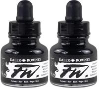 Daler - Rowney FW 29.5ml Art Bouteille d'encre acrylique - Noir (Lot de 2)