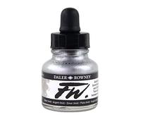 Daler-Rowney FW Acrylic Artists Ink, 1 oz. Dropper-Top Bottle, Silver