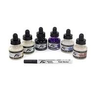 DALER ROWNEY - FW - Set encre acrylique irisée - 6 x 29,5 ml + 1 marqueur