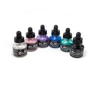 DALER ROWNEY - FW - Set encre acrylique nacrée - 6 x 29,5 ml + 1 marqueur
