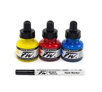 DALER ROWNEY - FW - Set primaire encre acrylique - 3 x 29,5 ml + 1 marqueur