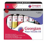Daler Rowney Georgian Kit de peinture à l'huile 20 ml à l'eau 6 couleurs assorties Idéal pour les artistes professionnels