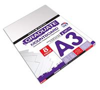 Daler Rowney Graduate Planches Format Mountboard, Simple, 329308091, Lot de 8 Tableaux de Montage A3 Blanc Glacier