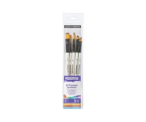 Daler Rowney Graduate - Set 5 pinceaux synthétiques pour l'aquarelle | Brosses à cheveux synthétiques multi-techniques, manches courts, pinceaux assortis, pour étudiants en art