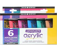 Daler-Rowney Graduate Set de couleurs acryliques métalliques, 6 x 75 ml