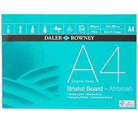 Daler-Rowney Graphic Series Bloc de Papier Bristol à Surface Lisse 250 g/m² A4 collé 1 Face, sans Acide, 20 Feuilles Blanches, idéal pour Les Artistes Professionnels et Les étudiants