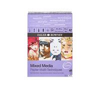 Daler-Rowney Optima Bloc de 10 feuilles de papier cartonné légèrement texturé 1,4 mm d'épaisseur A2 collé 1 face Blanc