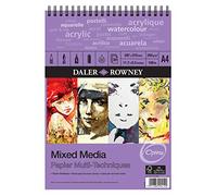 Daler-Rowney Optima Mixed Media - Bloc spiralé papier pour techniques mixtes 30 feuilles A4 - 250g/m²