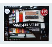 Daler-Rowney Simply Complete Kit de peinture et de dessin 115 pièces avec acrylique, pastels, crayons à croquis, aquarelle, tampons de peinture, pinceaux et plus encore