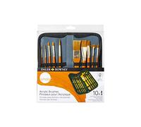 Daler Rowney Simply - Etui zippé de 10 pinceaux Gold Taklon manche court pour peinture acrylique