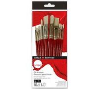 Daler Rowney Simply - Lot de pinceaux - 10 parties - rond, usé bombé, brillant, plat - taille : 0, 2, 6, 10, 4, 8 G