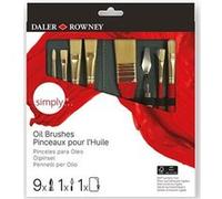 Daler Rowney Simply - Lot de pinceaux - 9-piece - rond, usé bombé, plat, brillant, brosse - taille : 0, 3, 2, 6, 8, 4, 1