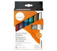 Daler Rowney Simply - Set 6 marqueurs acrylique couleurs métaliques