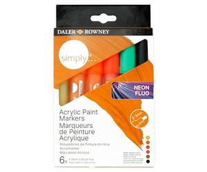 Daler Rowney Simply - Set 6 marqueurs acrylique couleurs pastel