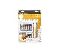 Daler Rowney Simply - Set Acrylique 12 tubes de peinture 12ml + accessoires - 25 pièces