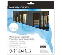 Daler Rowney Simply - Set pinceaux pour l'aquarelle 10 pièces - Etui zippé, Bleu