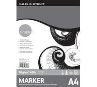 Daler-Rowney Simply Smooth Surface 70 g/m² A4 Papier marque-page collé 1 face 40 feuilles Idéal pour les artistes débutants et les amateurs