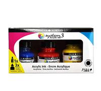 DALER ROWNEY - System 3 Acrylic Ink - Set encre acrylique - 3 x 29,5 ml + 1 marqueur