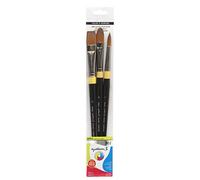 Daler-Rowney System3 Lot de 3 pinceaux acryliques rigides en poils synthétiques longs manche rond et brillant