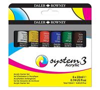 Daler Rowney – Peinture acrylique Système 3 – Pour débutants – 6 x 22 ml