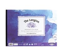 Daler-Rowney The Langton Bloc de 12 feuilles blanches naturelles pour aquarelle 300 g/m² A3 collées sur une face sans acide