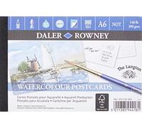 Daler Rowney The Langton Bloc de papier aquarelle pressé à froid 300 g/m² Format carte postale Format A6 Collé 1 côté 12 feuilles blanches naturelles pour artistes professionnels et étudiants