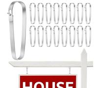 Daletu Lot de 16 clips de panneau immobilier pour accrocher des panneaux immobiliers, clips de panneau en métal pour accrocher des panneaux de signalisation, clips de clôture en acier inoxydable pour