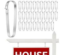 Daletu Lot de 32 clips de panneau immobilier pour accrocher des panneaux immobiliers, clips de panneau en métal pour accrocher des panneaux de signalisation, clips de clôture en acier inoxydable pour