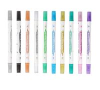 Daleweo Feutre Metallique Double Pointe 10 Couleurs, Stylo Doré et Argenté, Stylos Paillettes pour Album Photo, Calligraphie, Scrapbooking, Pierre, Verre, Bois