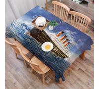 DALEXHM Nappe Rectangulaire 137x183 cm Nappe Exterieur Imperméable Anti-tâche Protection de Table pour Salle à Mangerr,Peinture à l'huile Originale du Titanic et d'un Iceberg dans l'océan la Nuit sur