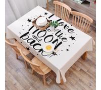 DALEXHM Nappe Rectangulaire 137x183 cm Nappe Exterieur Imperméable Anti-tâche Protection de Table pour Salle à Mangerr,Je t'aime jusqu'à la Lune et au Dos. Élément de Typographie de Police de lettrag