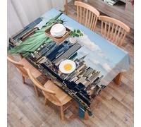 DALEXHM Nappe Rectangulaire 137x183 cm Nappe Exterieur Imperméable Anti-tâche Protection de Table pour Salle à Mangerr,New York, Statue de la Liberté dans Le Port Urbain de New York City Imprimer cél