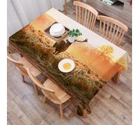 DALEXHM Nappe Rectangulaire 137x183 cm Nappe Exterieur Imperméable Anti-tâche Protection de Table pour Salle à Mangerr,Cerf Rouge au Soleil du Matin Nature Paysage Sauvage Champ Rural Bruyères, M