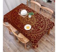 DALEXHM Nappe Rectangulaire 137x183 cm Nappe Exterieur Imperméable Anti-tâche Protection de Table pour Salle à Mangerr,Marron, œuvre d'art Arabe Antique, Mandala Oriental inspiré, Ornement Rond, ethn