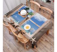 DALEXHM Nappe Rectangulaire 137x183 cm Nappe Exterieur Imperméable Anti-tâche Protection de Table pour Salle à Mangerr,Les Palmiers et Les trésors de Coquillages Le Long de la côte sont Visibles à TR