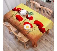 DALEXHM Nappe Rectangulaire 137x183 cm Nappe Exterieur Imperméable Anti-tâche Protection de Table pour Salle à Mangerr,Coquelicot, Coquelicot sur Un Vieux Fond rétro en Vedette Design d'arrière-Plan