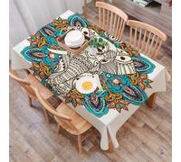 DALEXHM Nappe Rectangulaire 137x183 cm Nappe Exterieur Imperméable Anti-tâche Protection de Table pour Salle à Mangerr,Mandala, Esprit Animal Gardien du bâtiment croyance Ethnique si