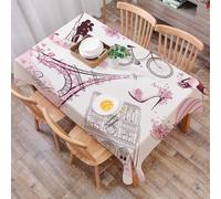 DALEXHM Nappe Rectangulaire 137x183 cm Nappe Exterieur Imperméable Anti-tâche Protection de Table pour Salle à Mangerr,Motif harmonieux de Symboles parisiens. Voyage Romantique à Paris. Vecteur