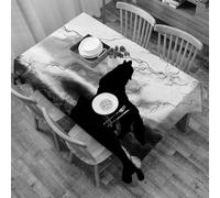 DALEXHM Nappe Rectangulaire 137x183 cm Nappe Exterieur Imperméable Anti-tâche Protection de Table pour Salle à Mangerr,Silhouette d'animal Hurlant de Loup sur Une Falaise sous Un Ciel Dramatique myst