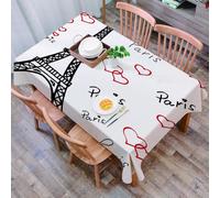 DALEXHM Nappe Rectangulaire 137x183 cm Nappe Exterieur Imperméable Anti-tâche Protection de Table pour Salle à Mangerr,Paris Set Tour Eiffel, Eiffel Paris est Toujours Une Bonne idée Lieux touristiqu