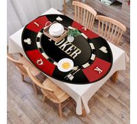 DALEXHM Nappe Rectangulaire 137x183 cm Nappe Exterieur Imperméable Anti-tâche Protection de Table pour Salle à Mangerr,Tournoi de Poker, jeton de Casino avec Le Mot Poker Dedans