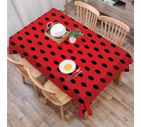 DALEXHM Nappe Rectangulaire 137x183 cm Nappe Exterieur Imperméable Anti-tâche Protection de Table pour Salle à Mangerr,Rouge et Noir, thème rétro Vintage Pop Art, Vieux Rocker des années 60 et 50, CU