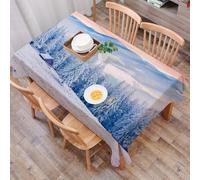 DALEXHM Nappe Rectangulaire 137x183 cm Nappe Exterieur Imperméable Anti-tâche Protection de Table pour Salle à Mangerr,Hiver, Paysage Calme et pittoresque du Lever du Soleil dans la Campagne des Carp