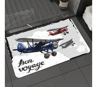 DALEXHM Tapis de Bain 40x60 cm, antidérapant,Doux,Absorbant l'eau,en Microfibre,pour la Salle de Bain,Lavable en Machine,Affiche d'avion rétro. Carte Postale d'un Vieil Avion Volant dans Le Ciel. Bon