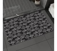 DALEXHM Tapis de Bain 40x60 cm, antidérapant,Doux,Absorbant l'eau,en Microfibre,pour la Salle de Bain,Lavable en Machine,Vélos Vintage dessinés à la Main sur Fond Noir avec Effet Grunge