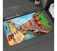 DALEXHM Tapis de Bain 40x60 cm, antidérapant,Doux,Absorbant l'eau,en Microfibre,pour la Salle de Bain,Lavable en Machine,Venise, Ses bâtiments colorés et Son Canal avec des Bateaux ; l'île de Burano