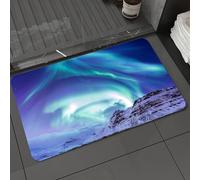 DALEXHM Tapis de Bain 40x60 cm, antidérapant,Doux,Absorbant l'eau,en Microfibre,pour la Salle de Bain,Lavable en Machine,Hiver, aurores boréales en Islande, phénomènes naturels, Environnement nordiqu