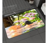 DALEXHM Tapis de Bain 40x60 cm, antidérapant,Doux,Absorbant l'eau,en Microfibre,pour la Salle de Bain,Lavable en Machine,Spa, Massages et décorations de Bougies, orchidées et Pierres dans Un Jardin o