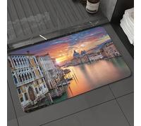 DALEXHM Tapis de Bain 40x60 cm, antidérapant,Doux,Absorbant l'eau,en Microfibre,pour la Salle de Bain,Lavable en Machine,Paysage Urbain, Image du Grand Canal à Venise Horizon European Cityn
